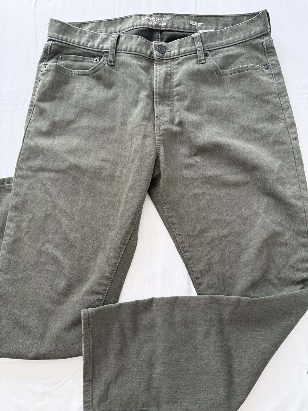 Banana Republic Travel Jean Slim Fit Olive Heather 36x30